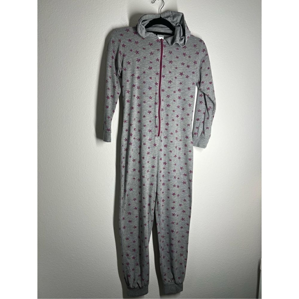 Petite Fleur Kids One-Piece Hooded Pajamas Grey 67% Cotton Size 11-12 years